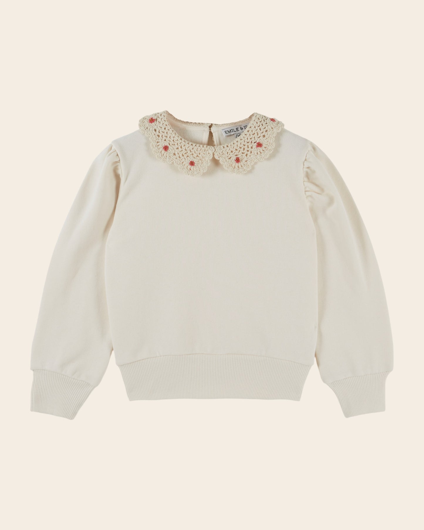 Sweat - Col crochet écru