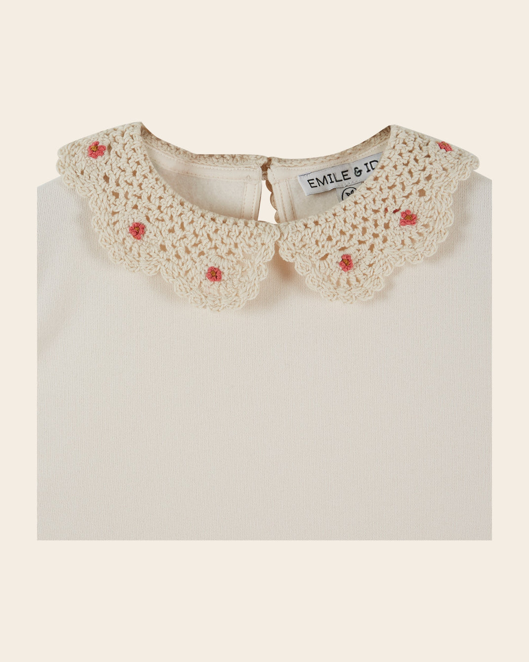 Sweat - Col crochet écru