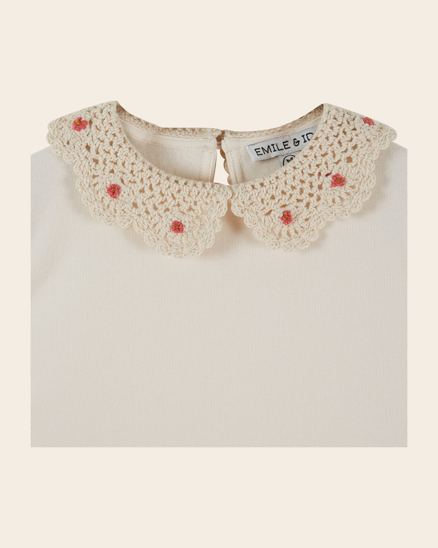 Sweat - Col crochet écru