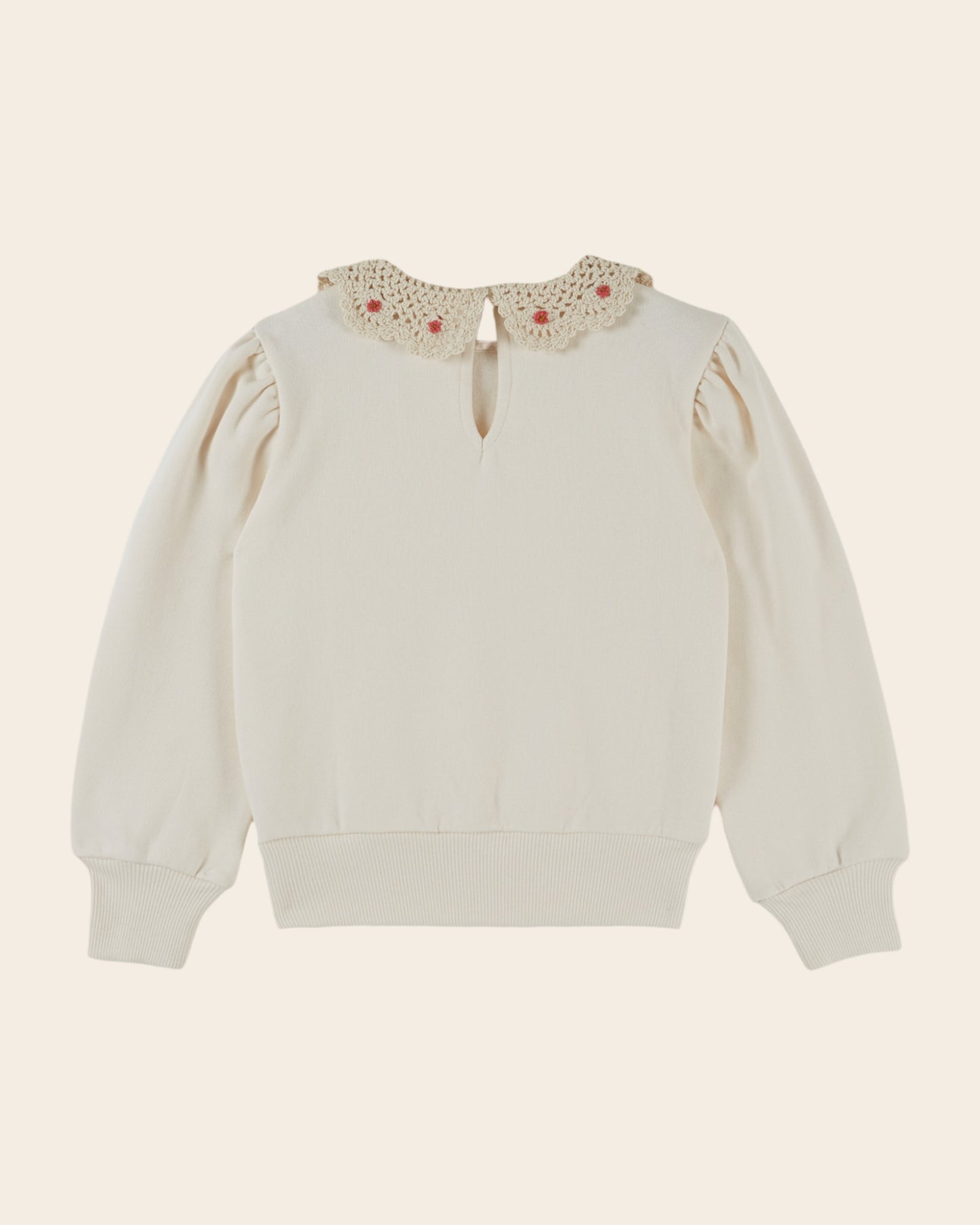 Sweat - Col crochet écru