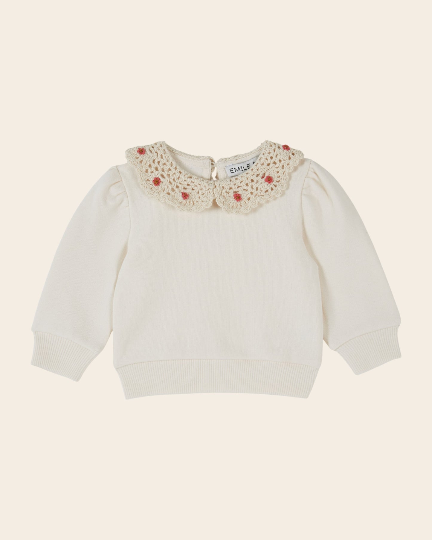 Sweat - Col crochet écru