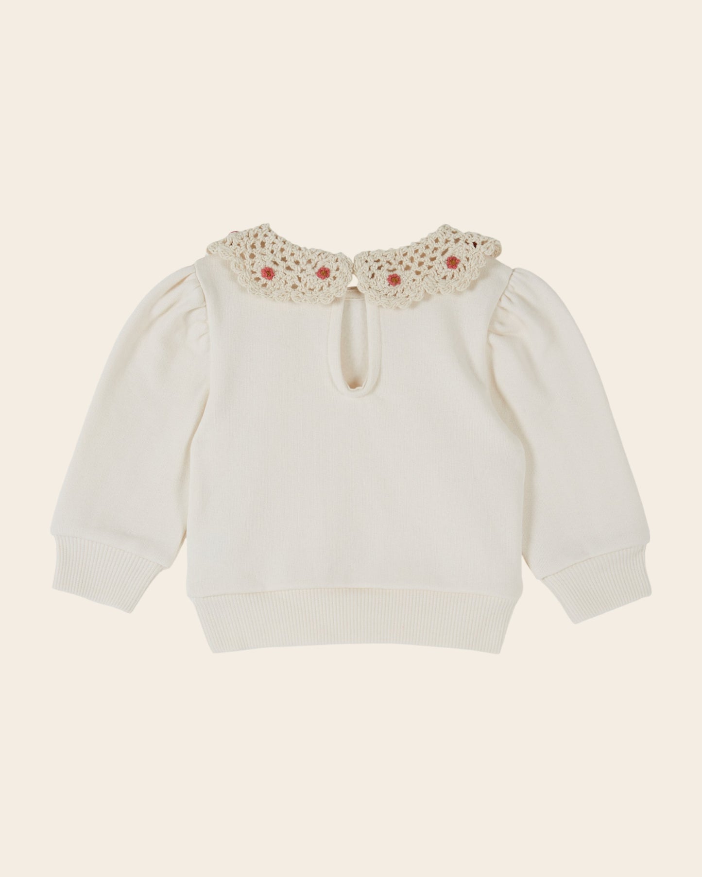 Sweat - Col crochet écru