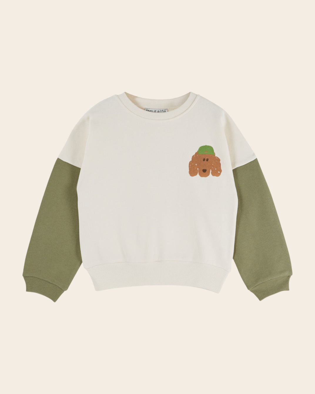 Sweat - Bicolore chien écru et vert
