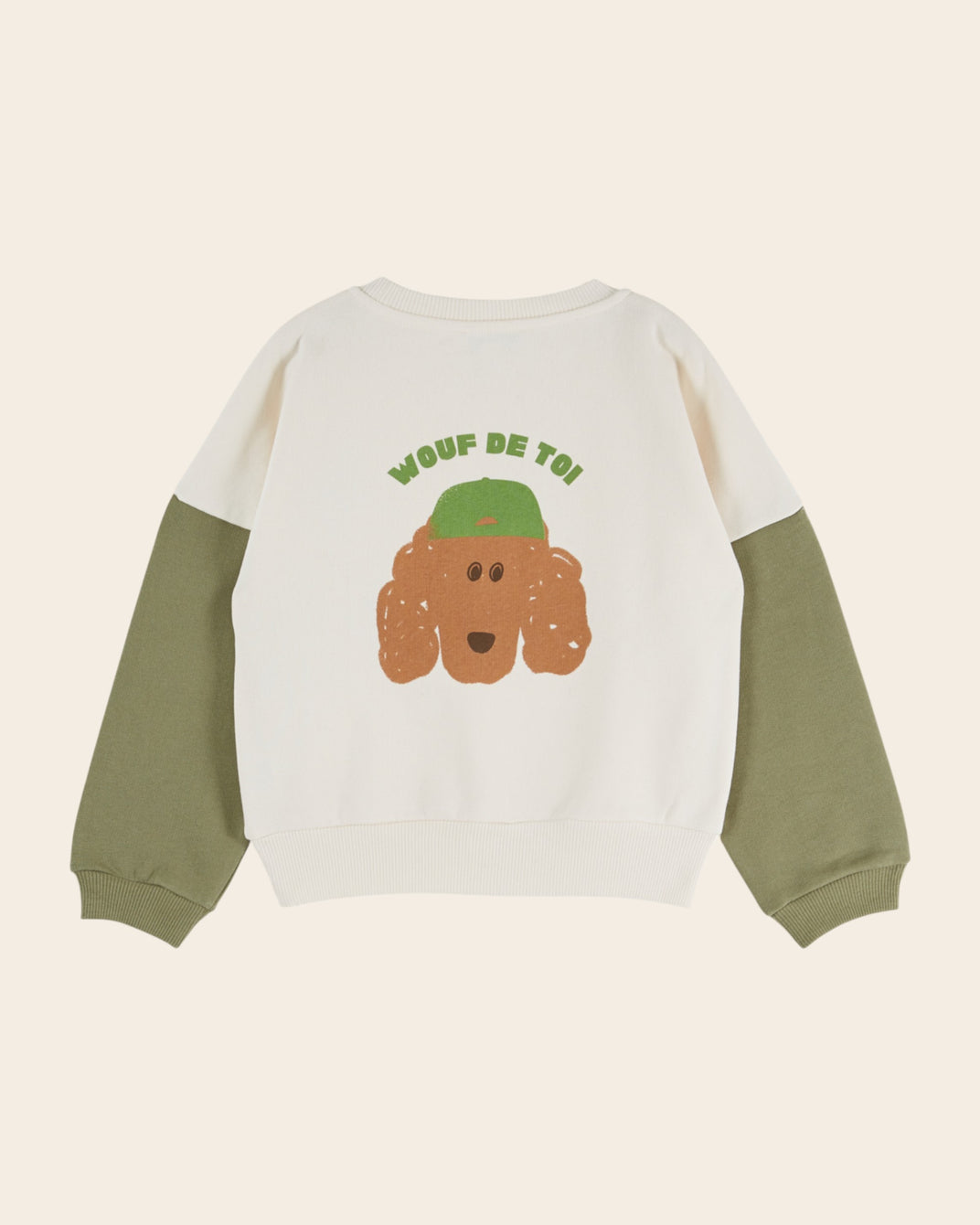 Sweat - Bicolore chien écru et vert