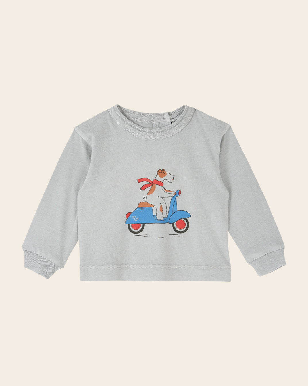 T-shirt manches longues - Chien scooter gris