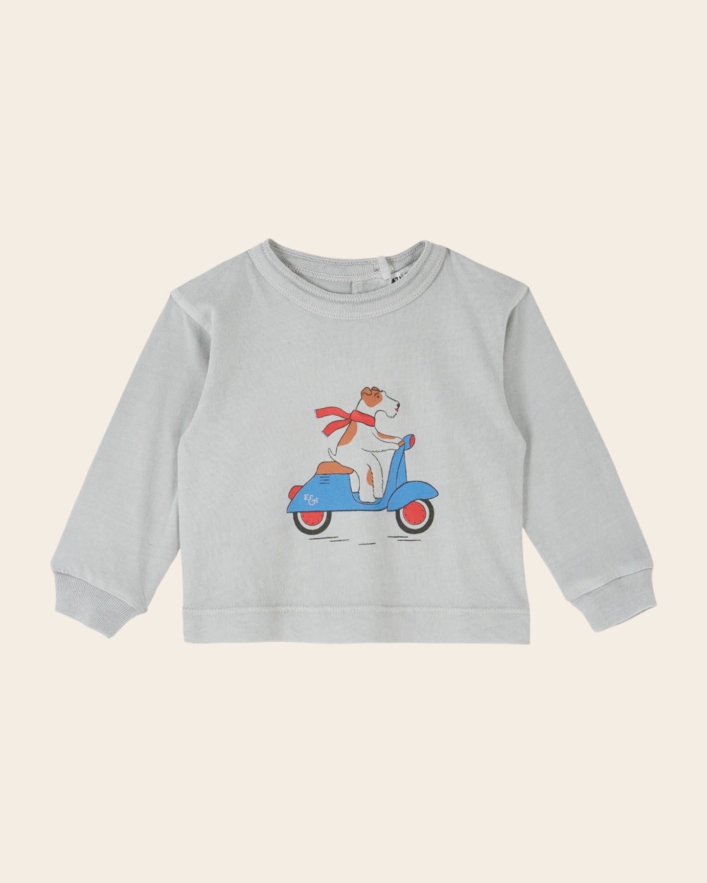 T-shirt manches longues - Chien scooter gris