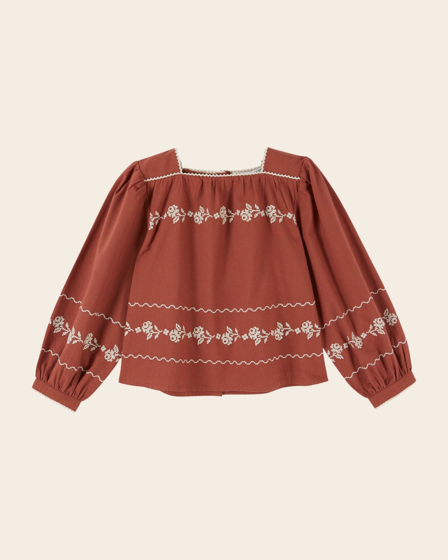 Blouse - Col carré terracotta