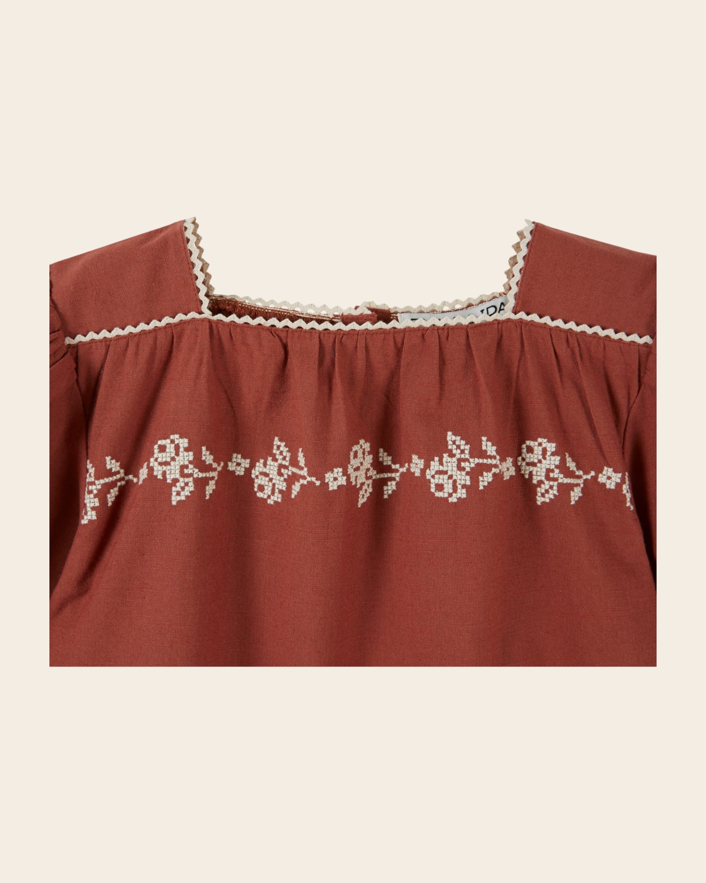 Blouse - Col carré terracotta