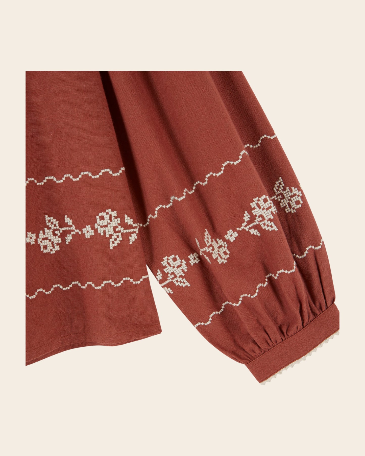 Blouse - Col carré terracotta