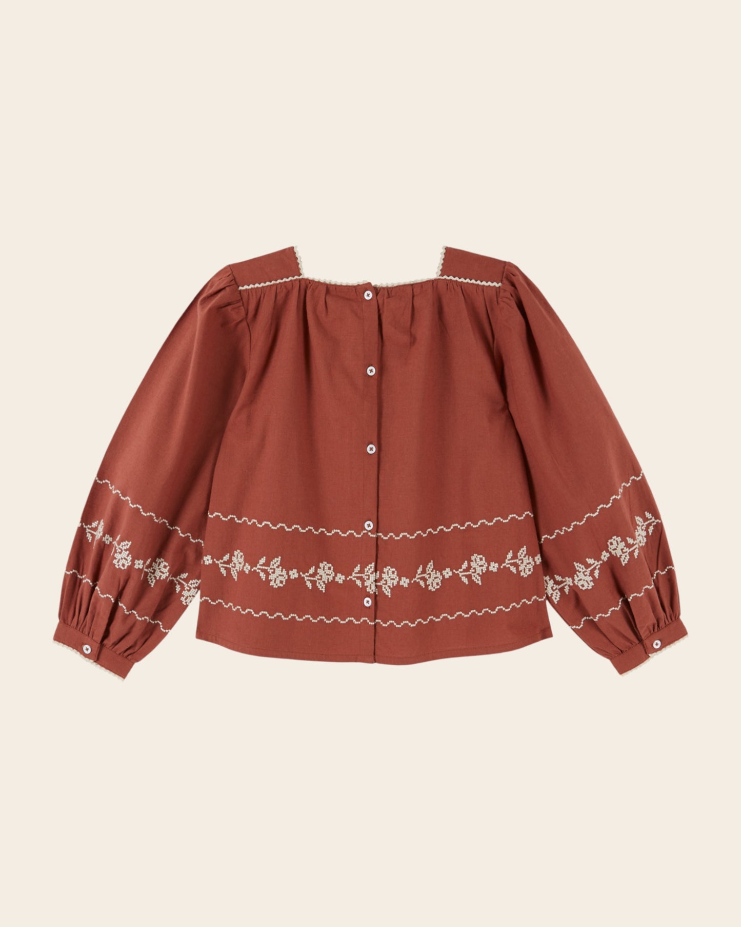 Blouse - Col carré terracotta