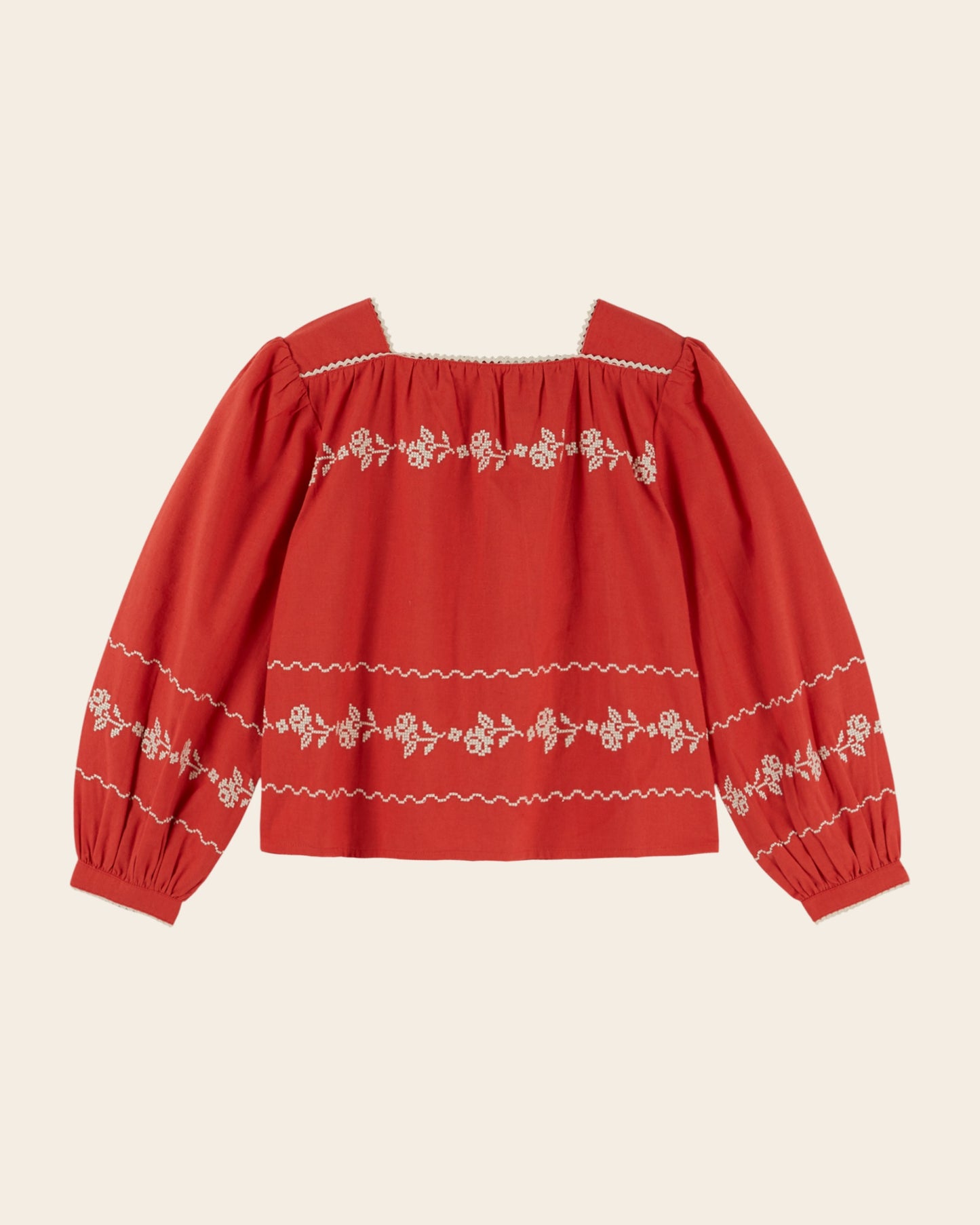 Blouse - Col carré rouge