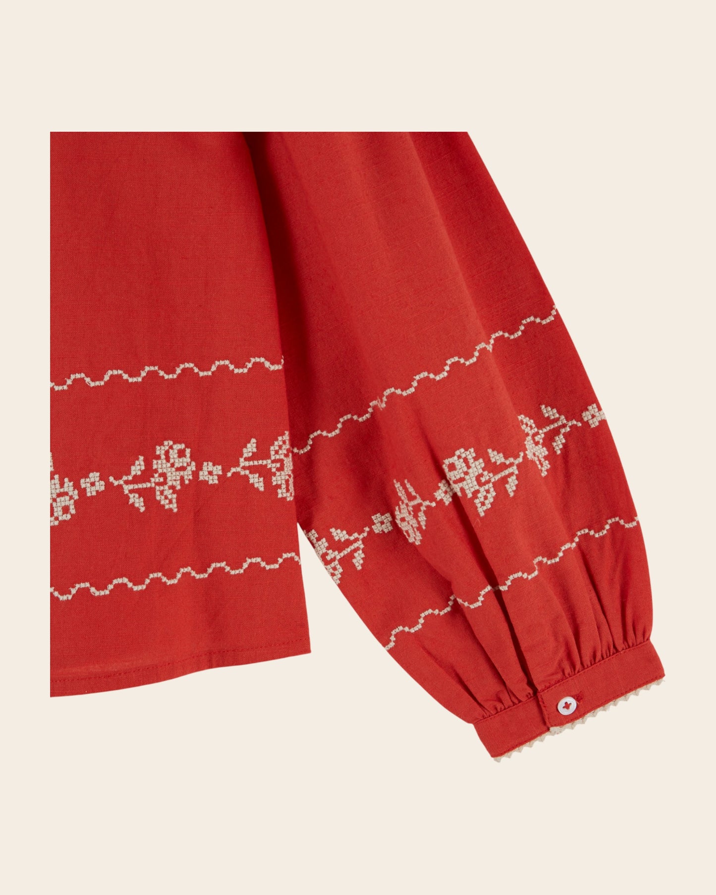 Blouse - Col carré rouge