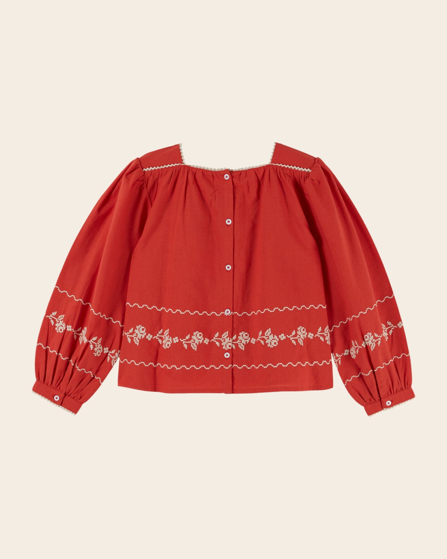 Blouse - Col carré rouge