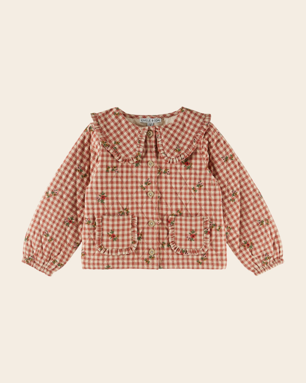 Veste matelassée - Brodée vichy terracotta