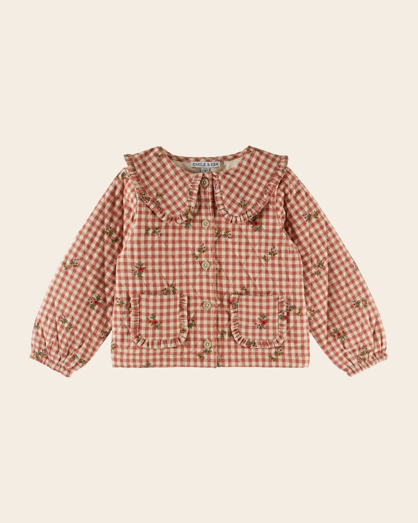 Veste matelassée - Brodée vichy terracotta