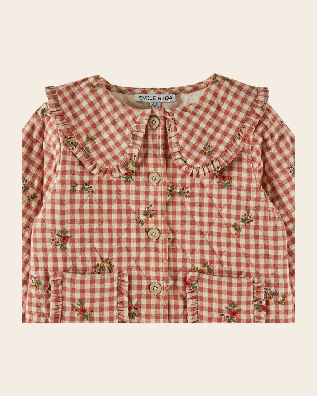 Veste matelassée - Brodée vichy terracotta
