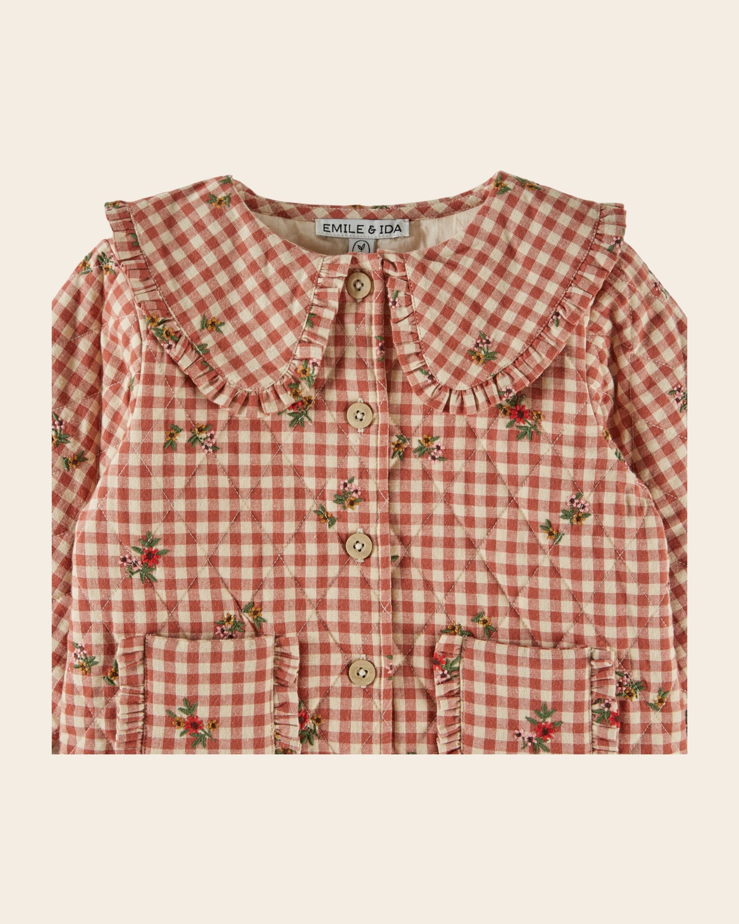 Veste matelassée - Brodée vichy terracotta