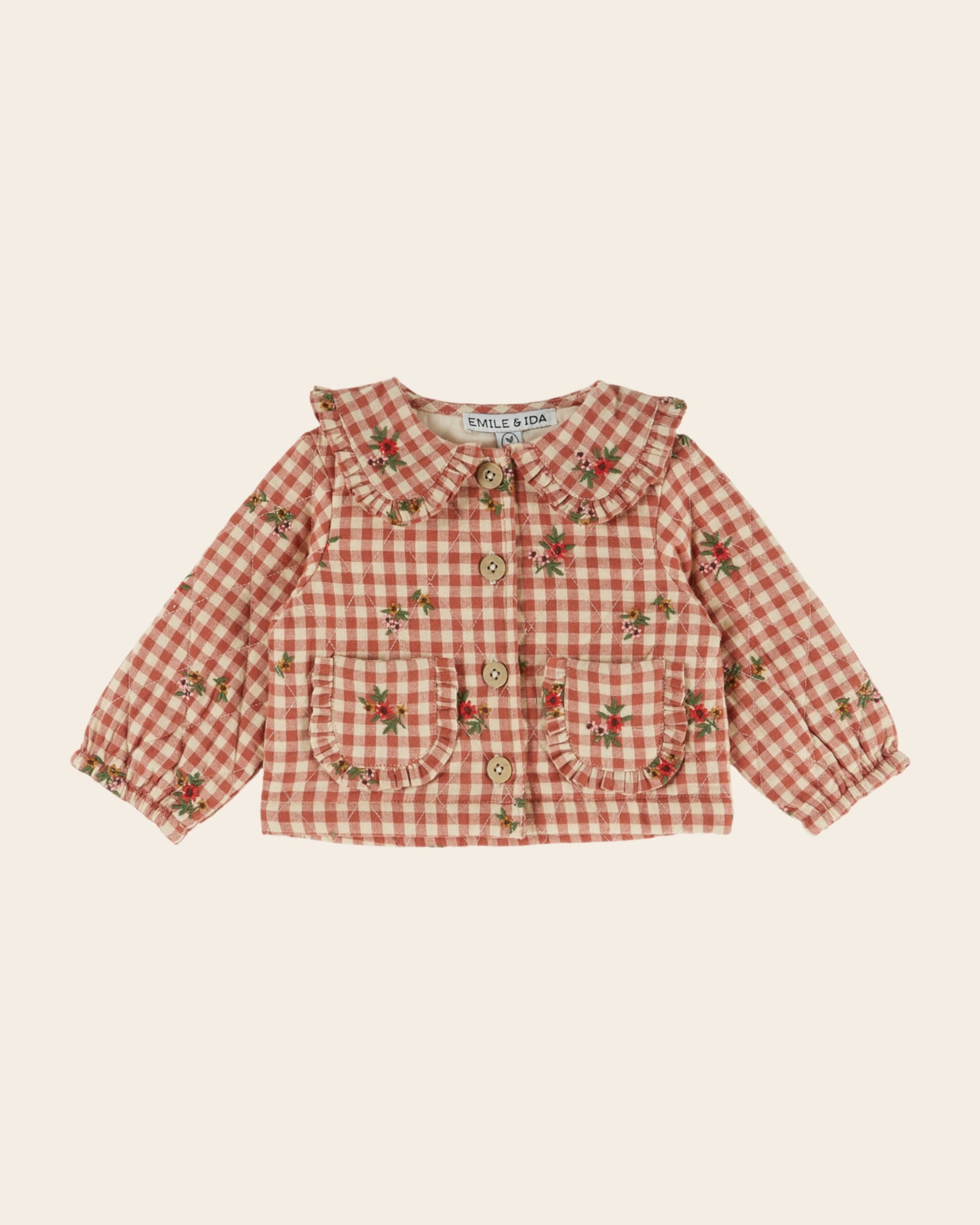 Veste matelassée - Brodée vichy terracotta