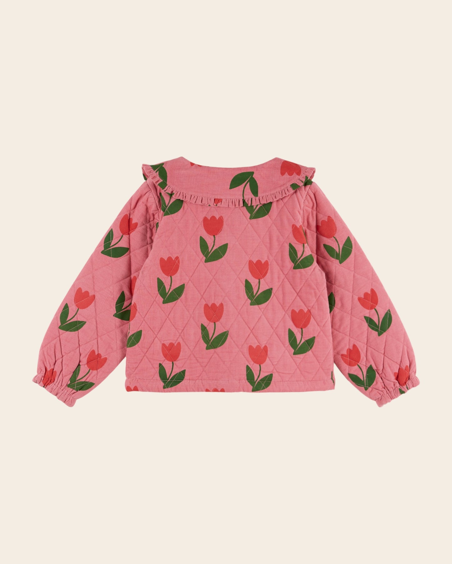 Veste matelassée - Tulipes velours rose