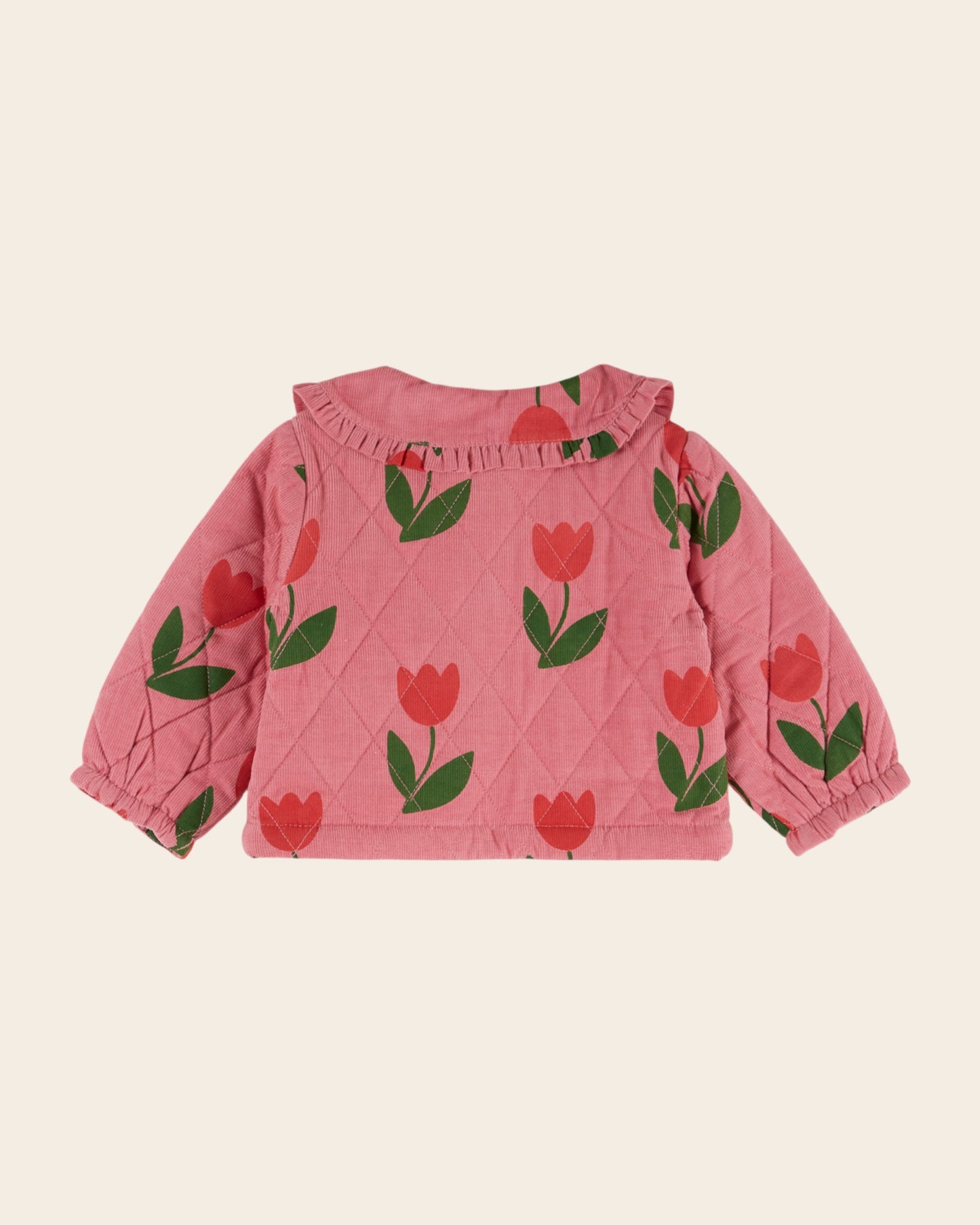 Veste matelassée - Tulipes velours rose