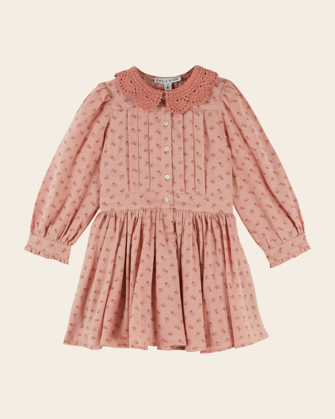 Robe - Col crochet fleuri rose