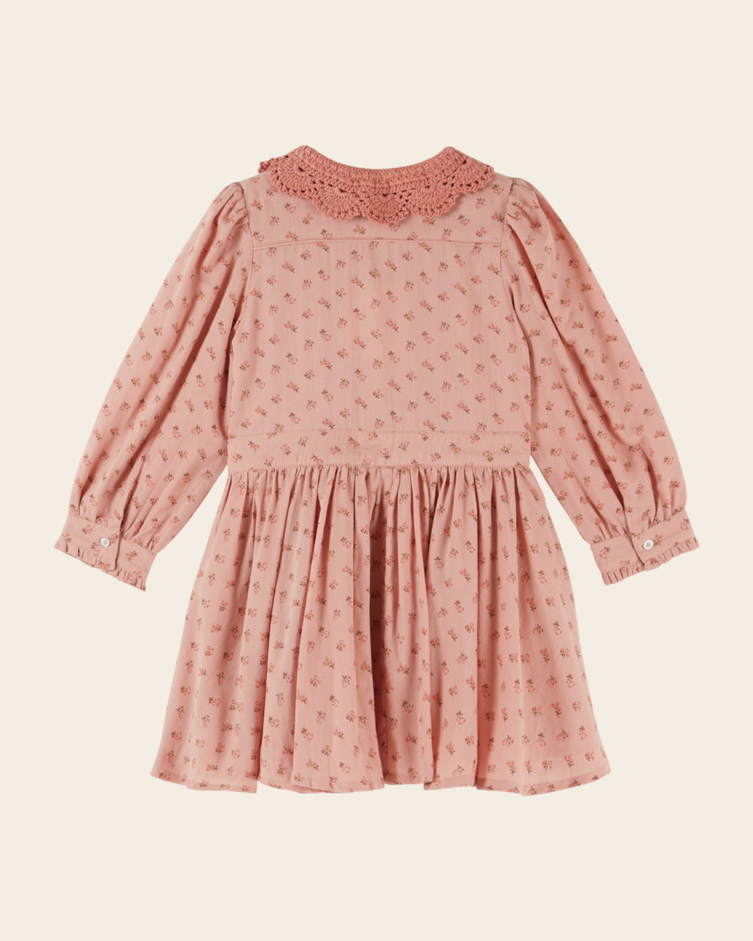 Robe - Col crochet fleuri rose