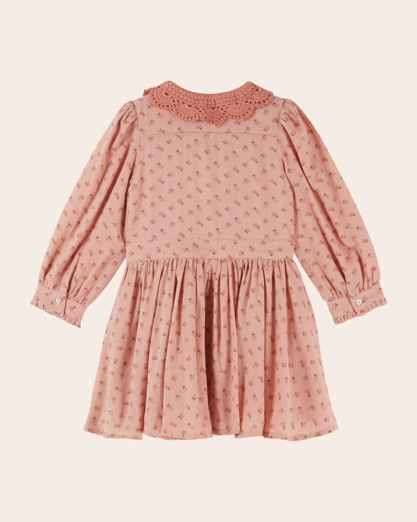 Robe - Col crochet fleuri rose