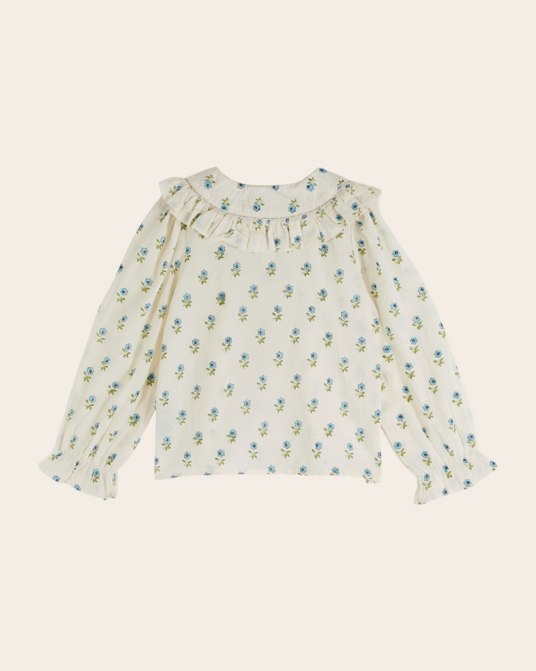 Blouse - Grand col fleuri écru