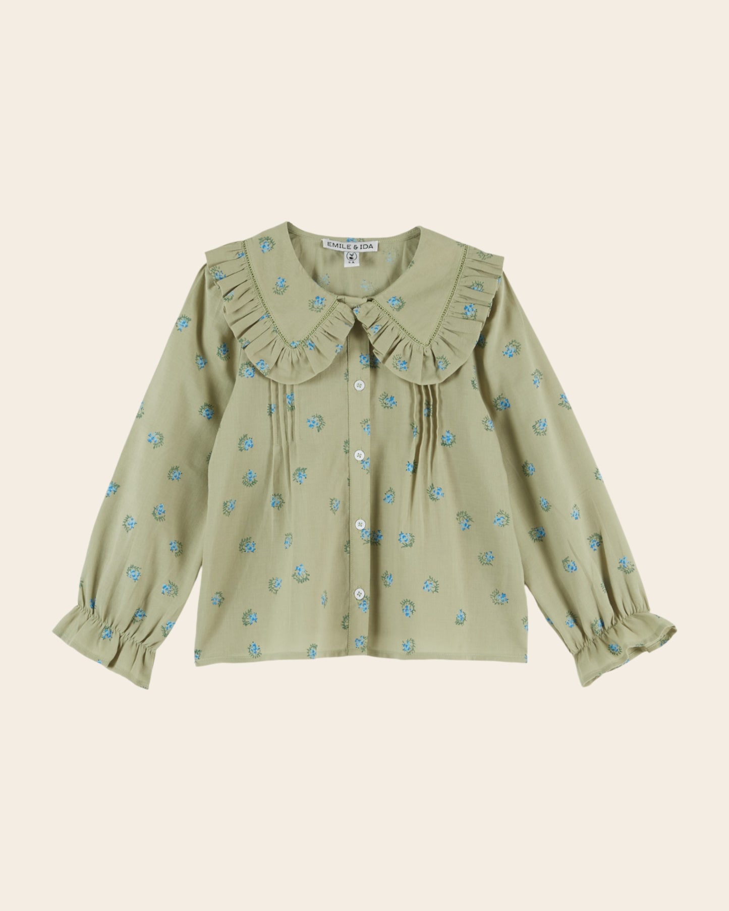 Blouse - Grand col fleuri vert