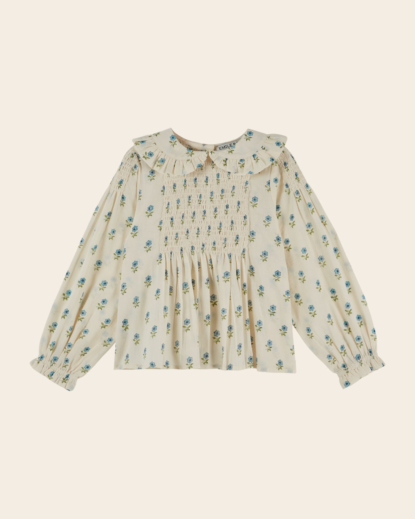 Blouse - Smockée fleuri écru