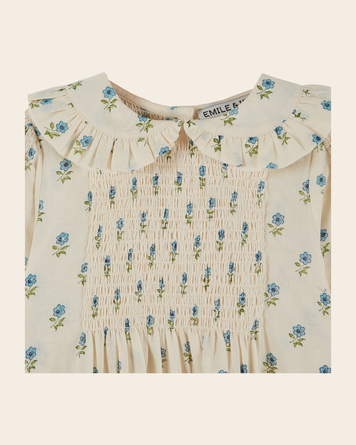 Blouse - Smockée fleuri écru