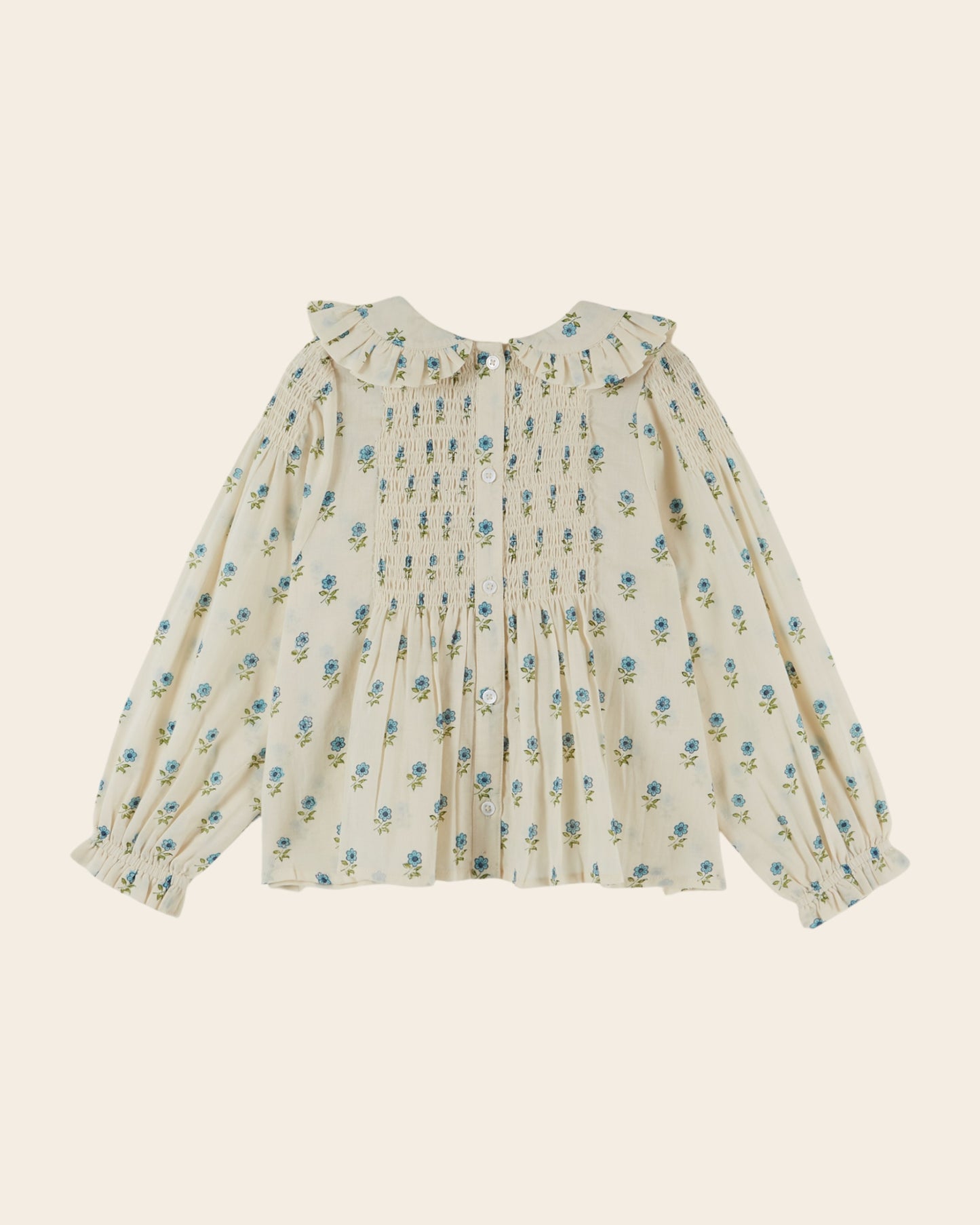 Blouse - Smockée fleuri écru