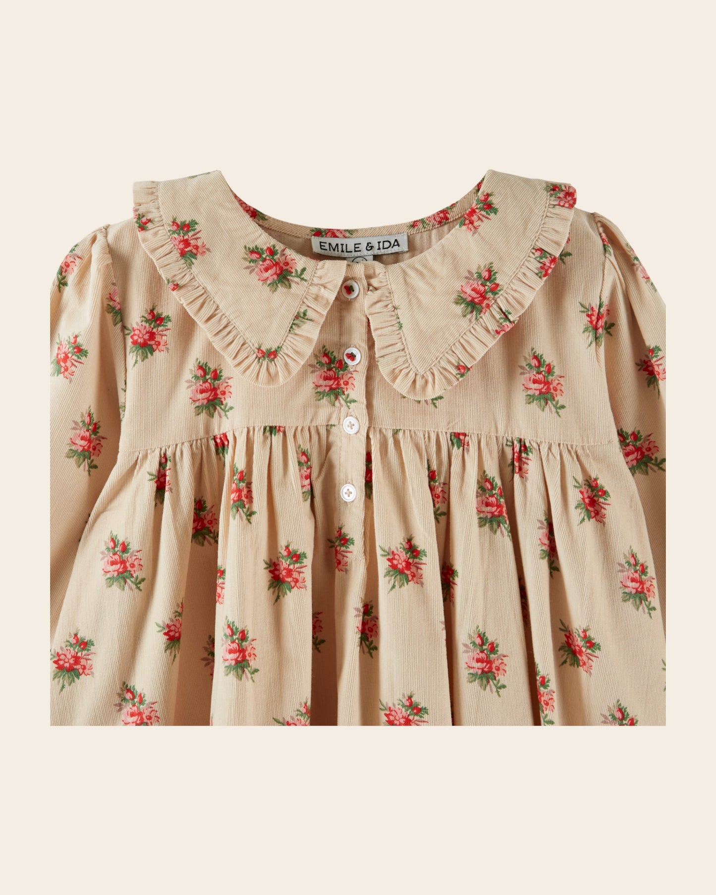 Robe ample - Velours fleuri beige