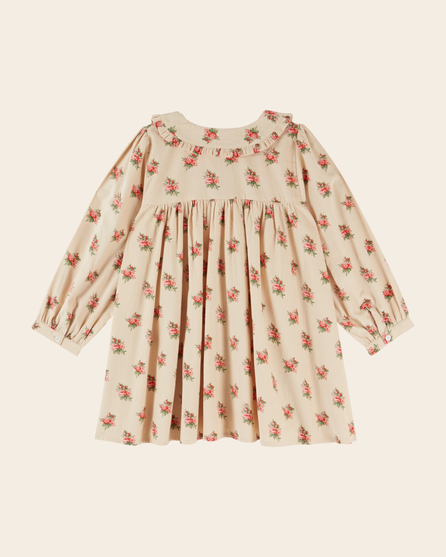 Robe ample - Velours fleuri beige