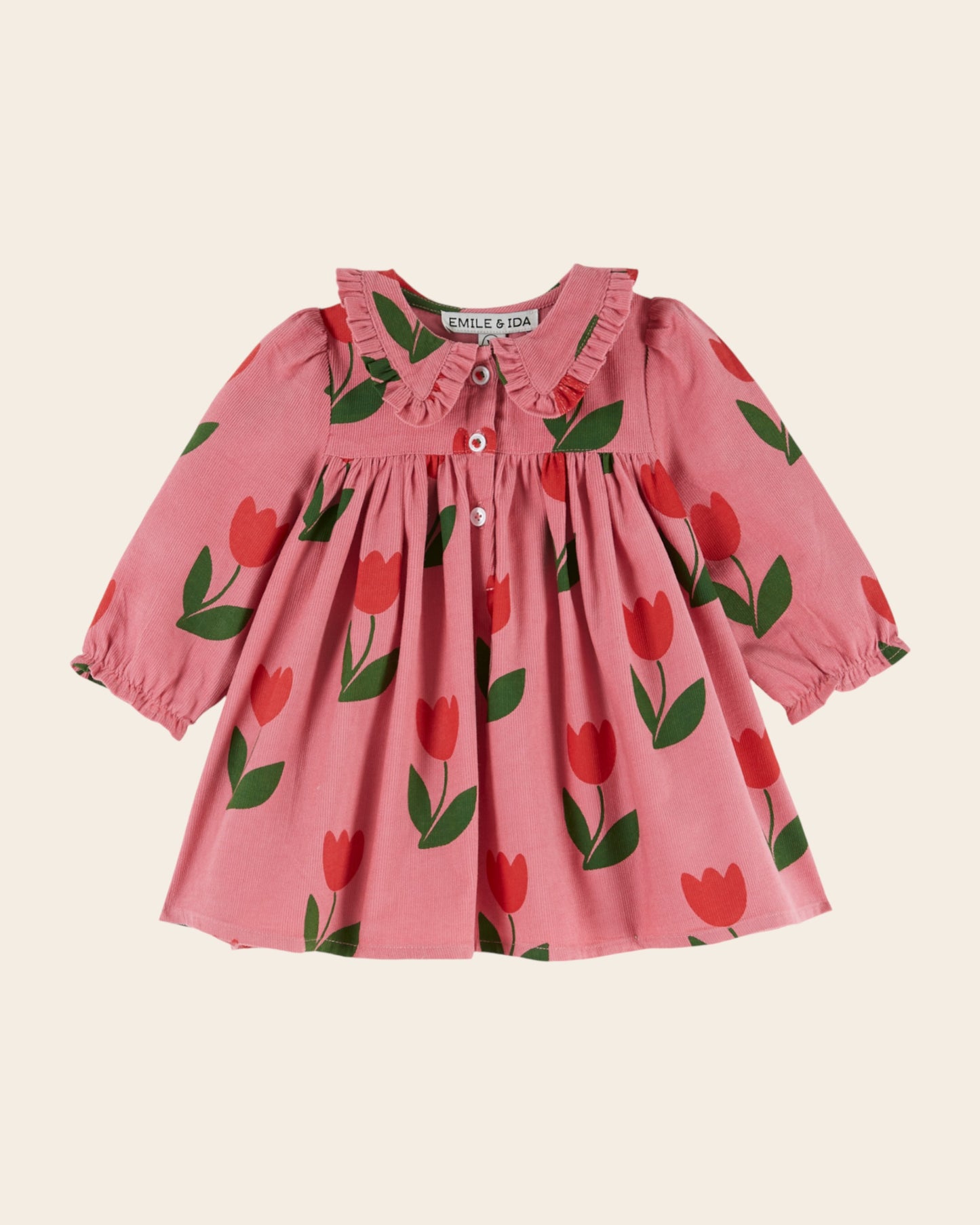 Robe ample - Velours tulipe rose