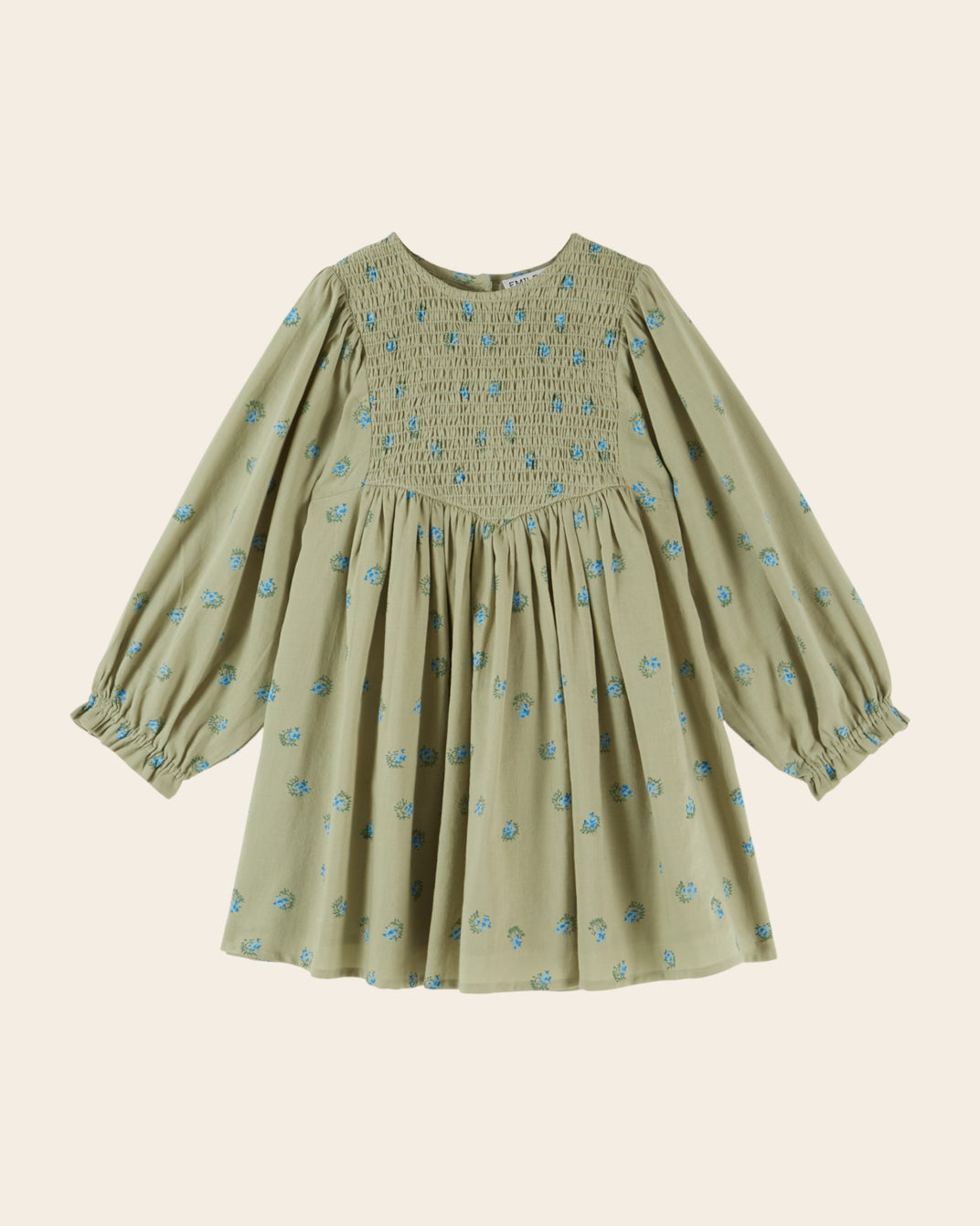 Robe - Smockée fleuri vert