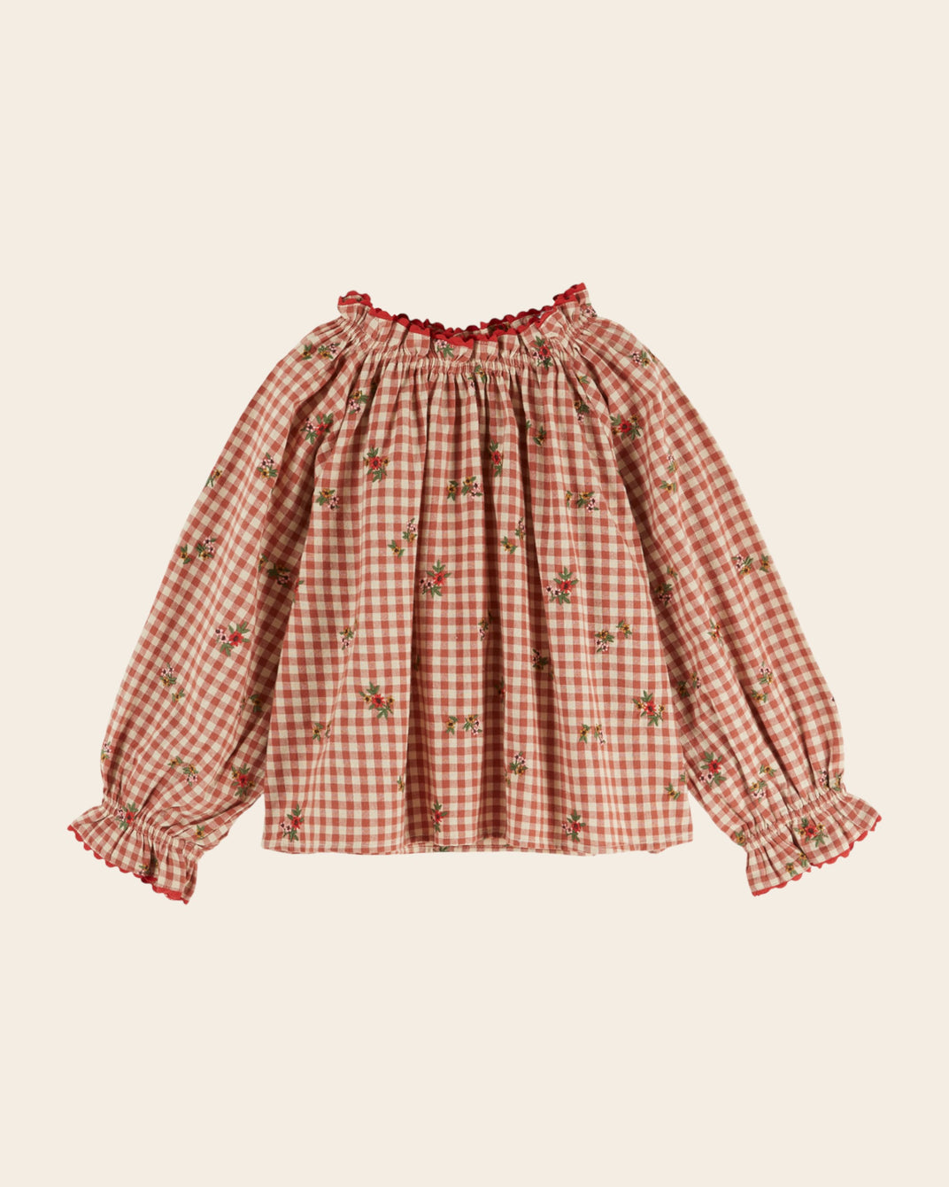 Blouse - Brodée vichy terracotta