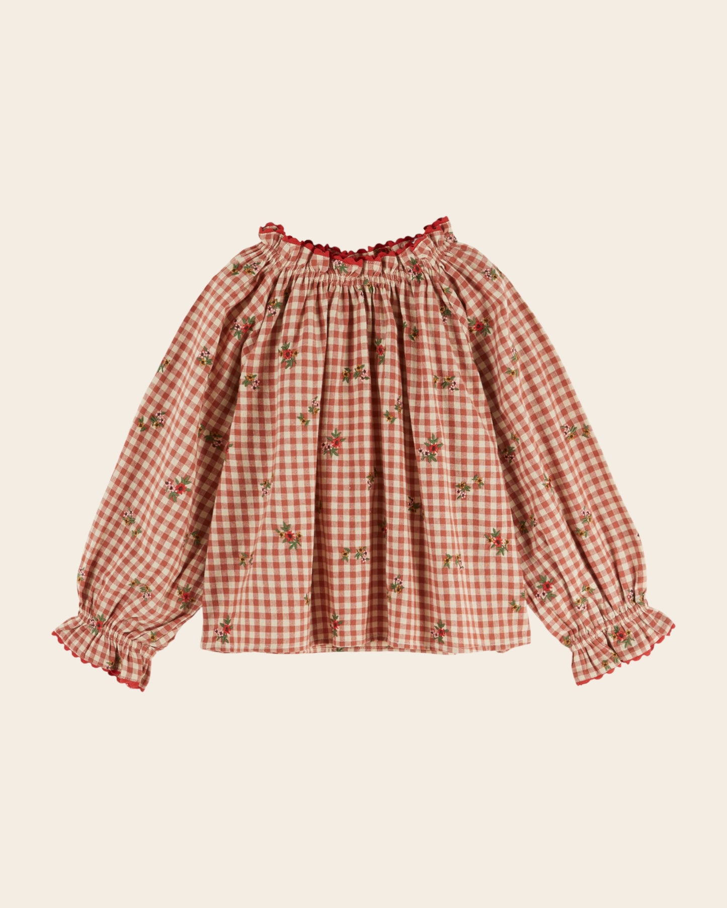 Blouse - Brodée vichy terracotta