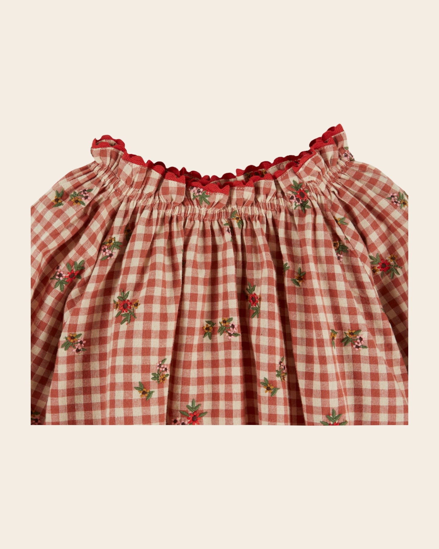 Blouse - Brodée vichy terracotta