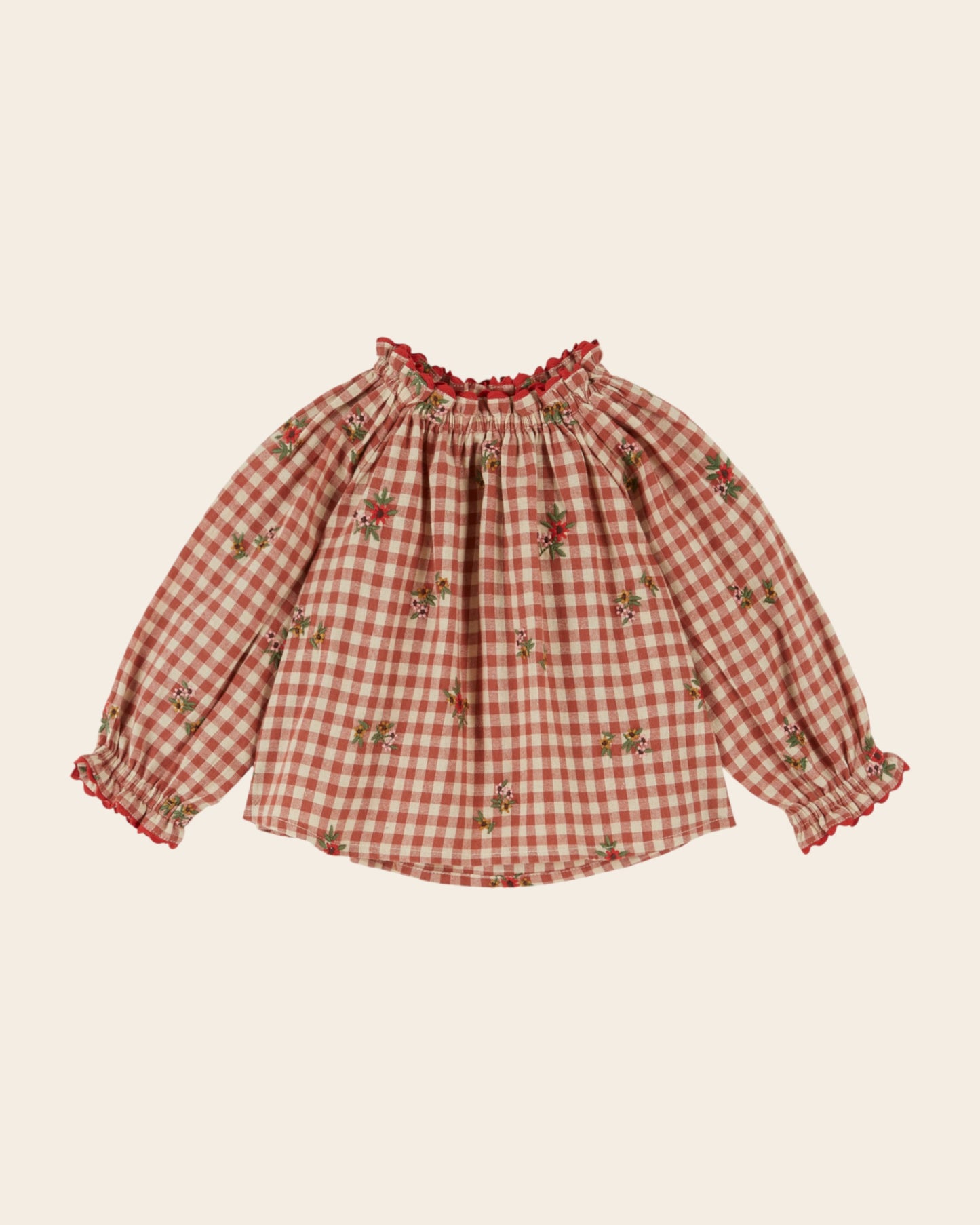 Blouse - Brodée vichy terracotta