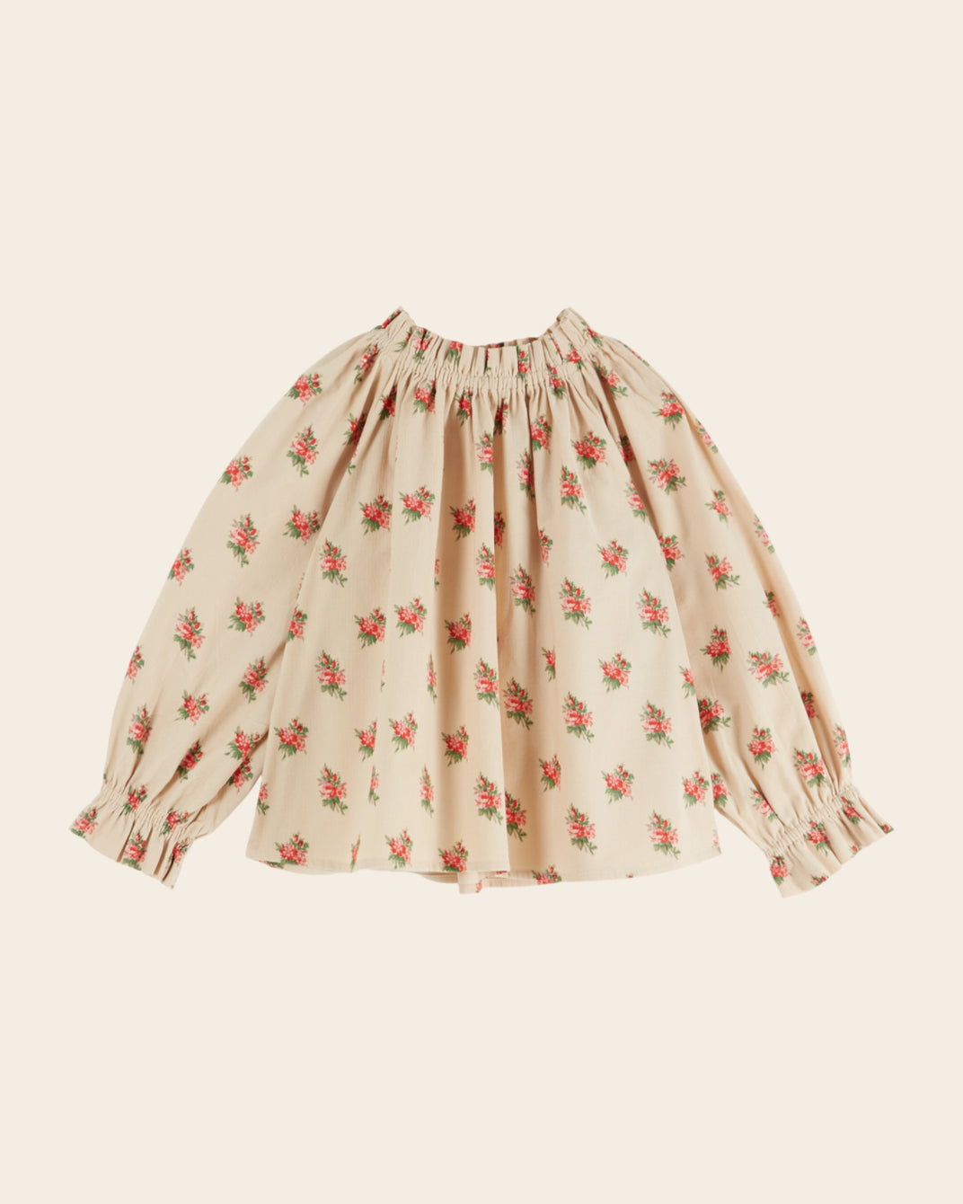 Blouse - Velours beige fleuri