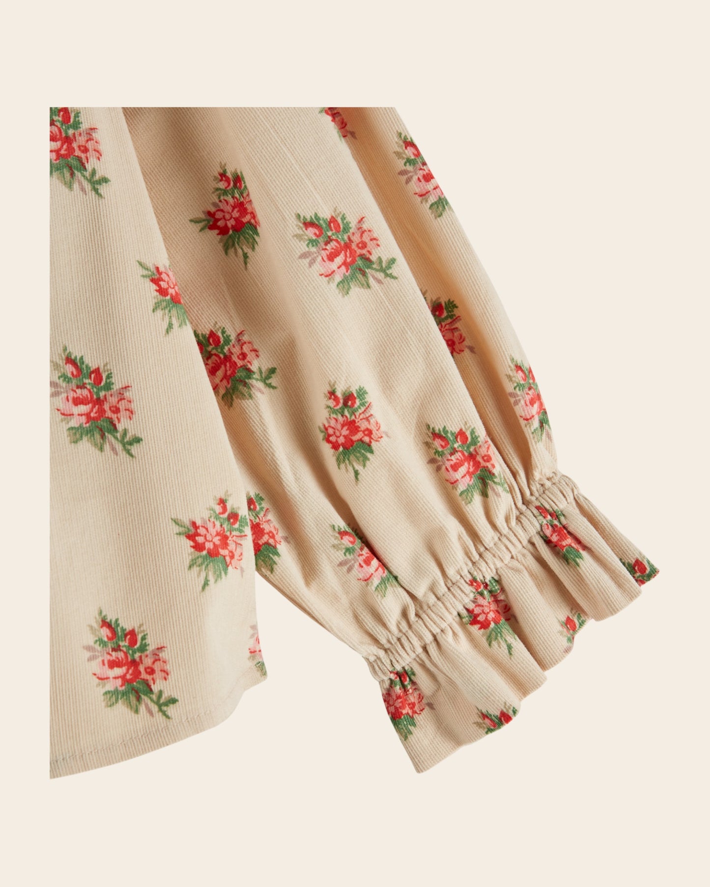 Blouse - Velours beige fleuri