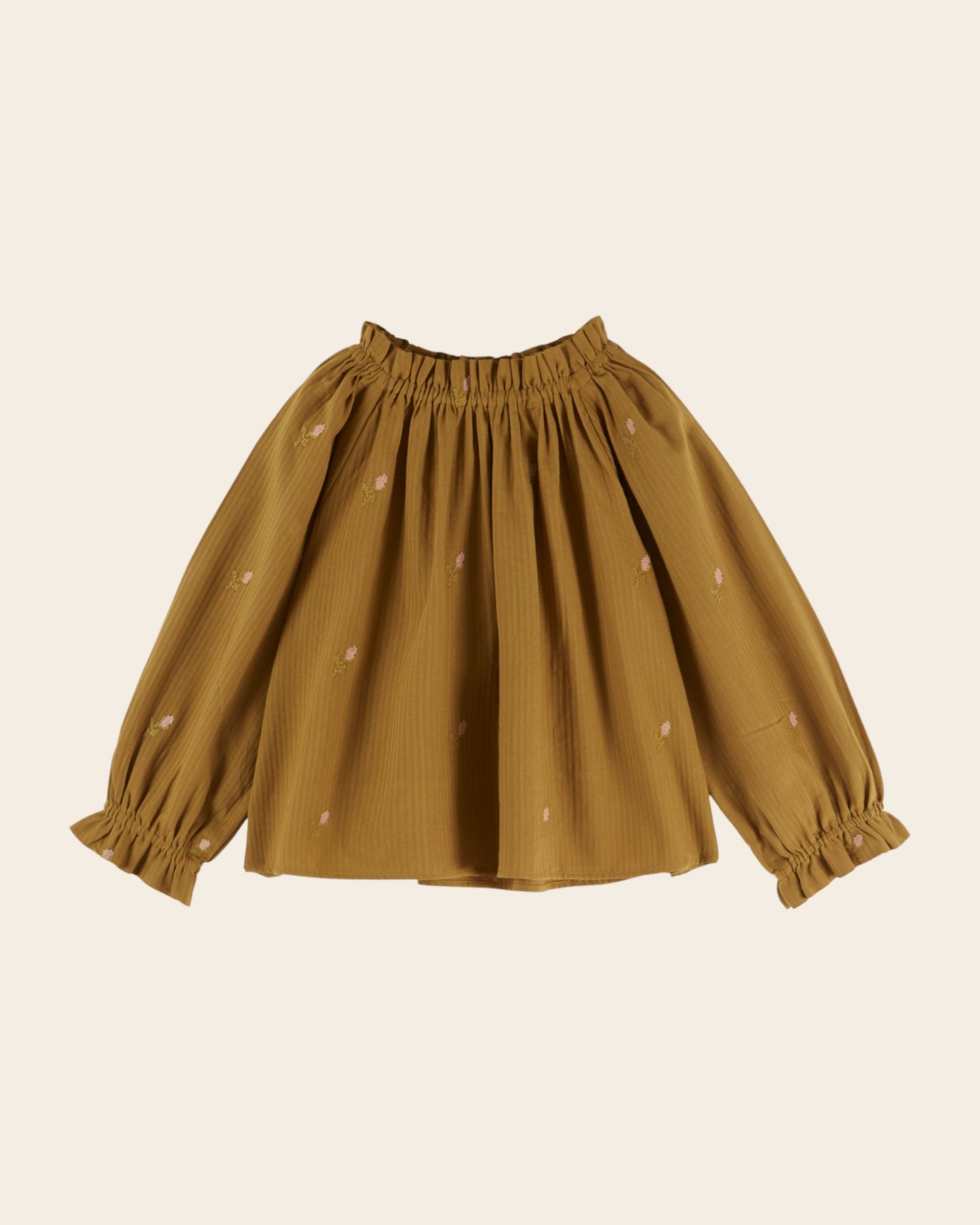 Blouse - Brodée point de croix olive