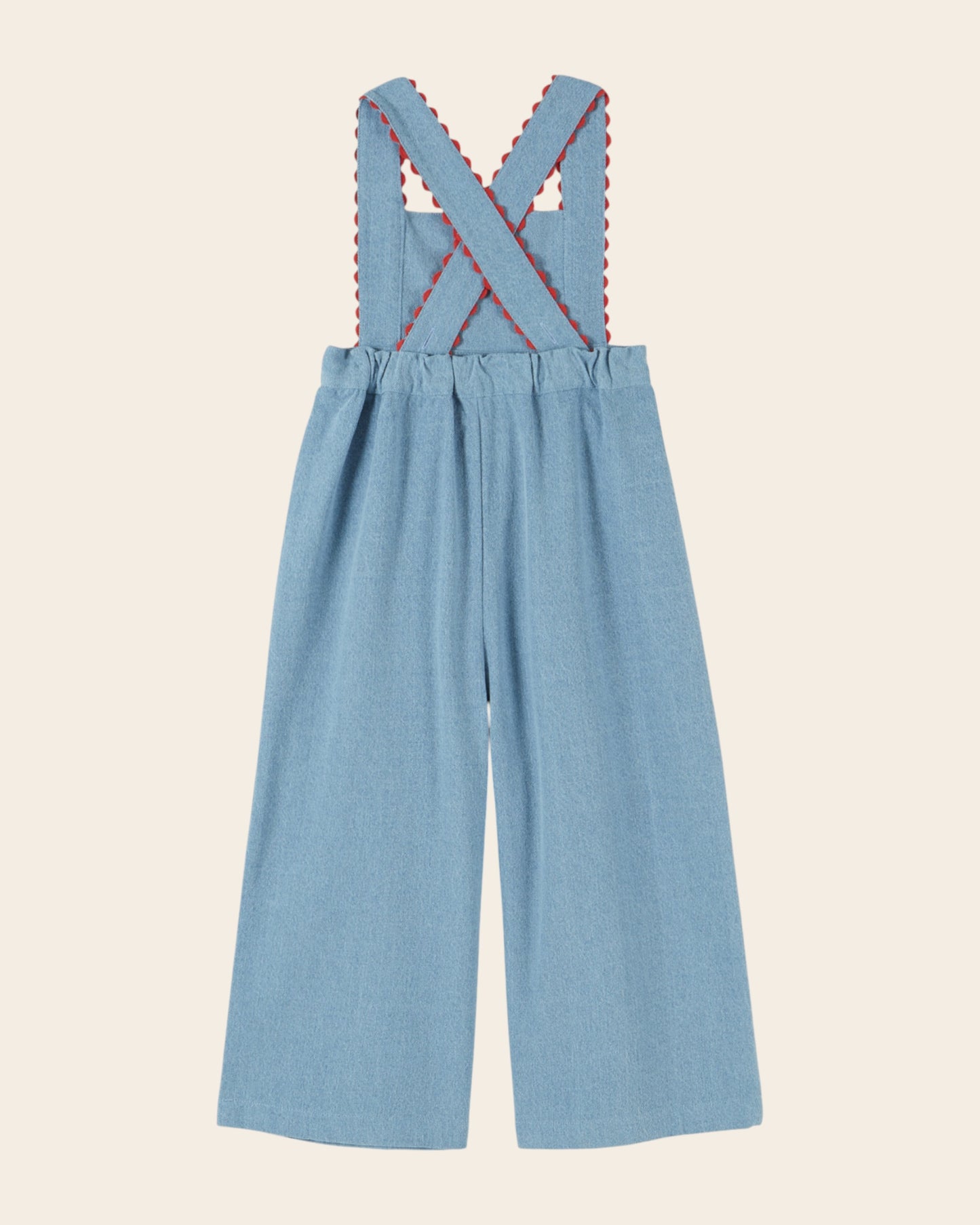 Salopette - Fleur brodée denim light