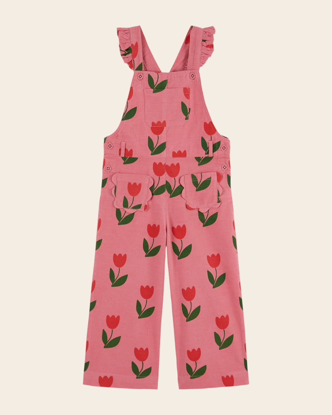 Salopette - Velours tulipes rose