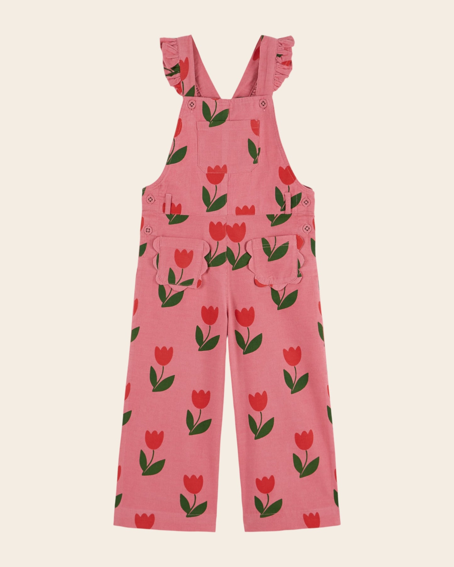 Salopette - Velours tulipes rose