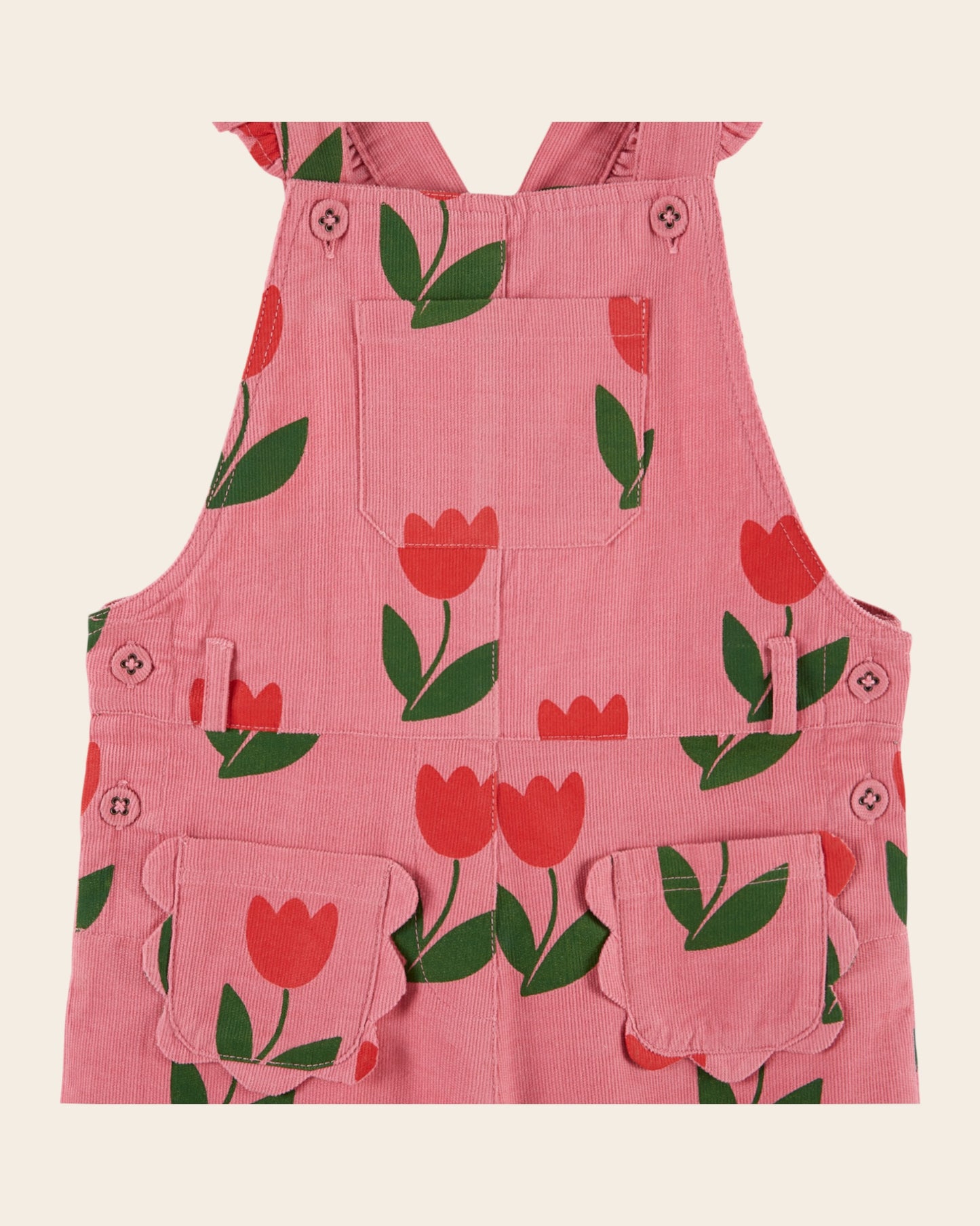 Salopette - Velours tulipes rose