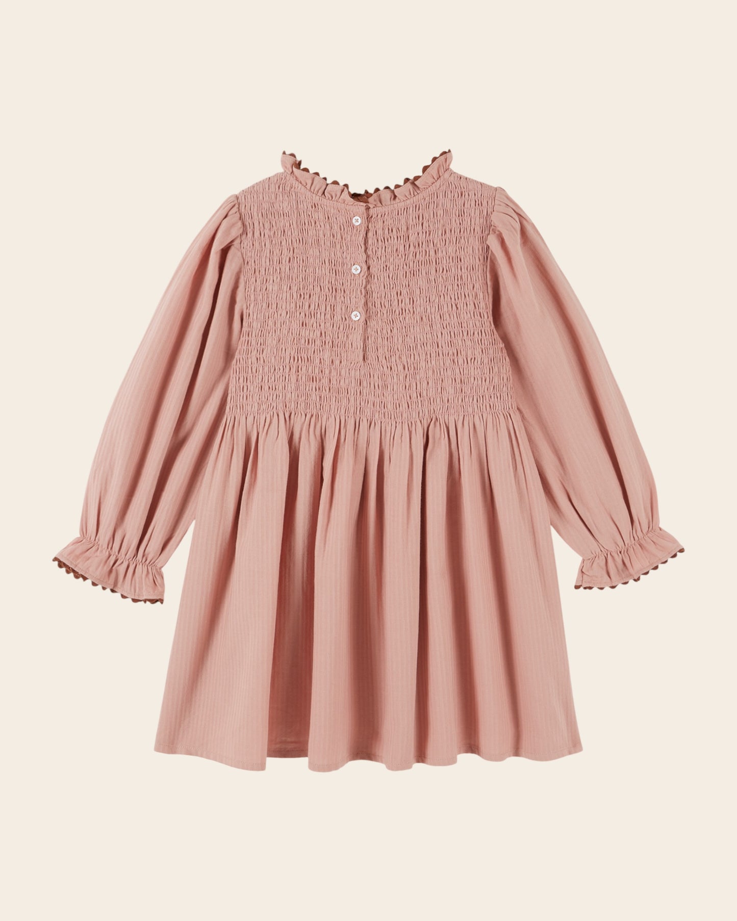 Robe - Smockée brodée rose