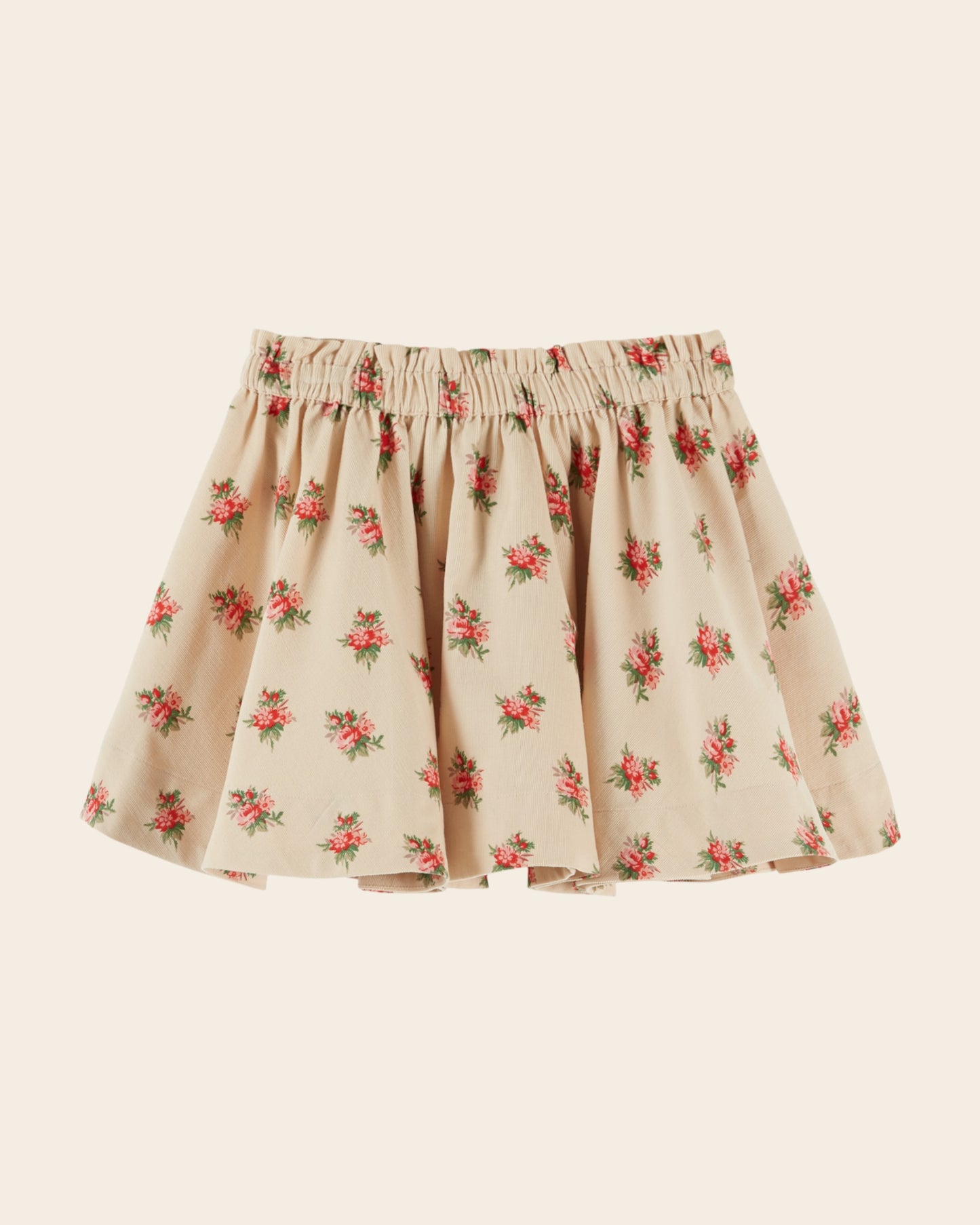 Jupe - Velours fleuri beige