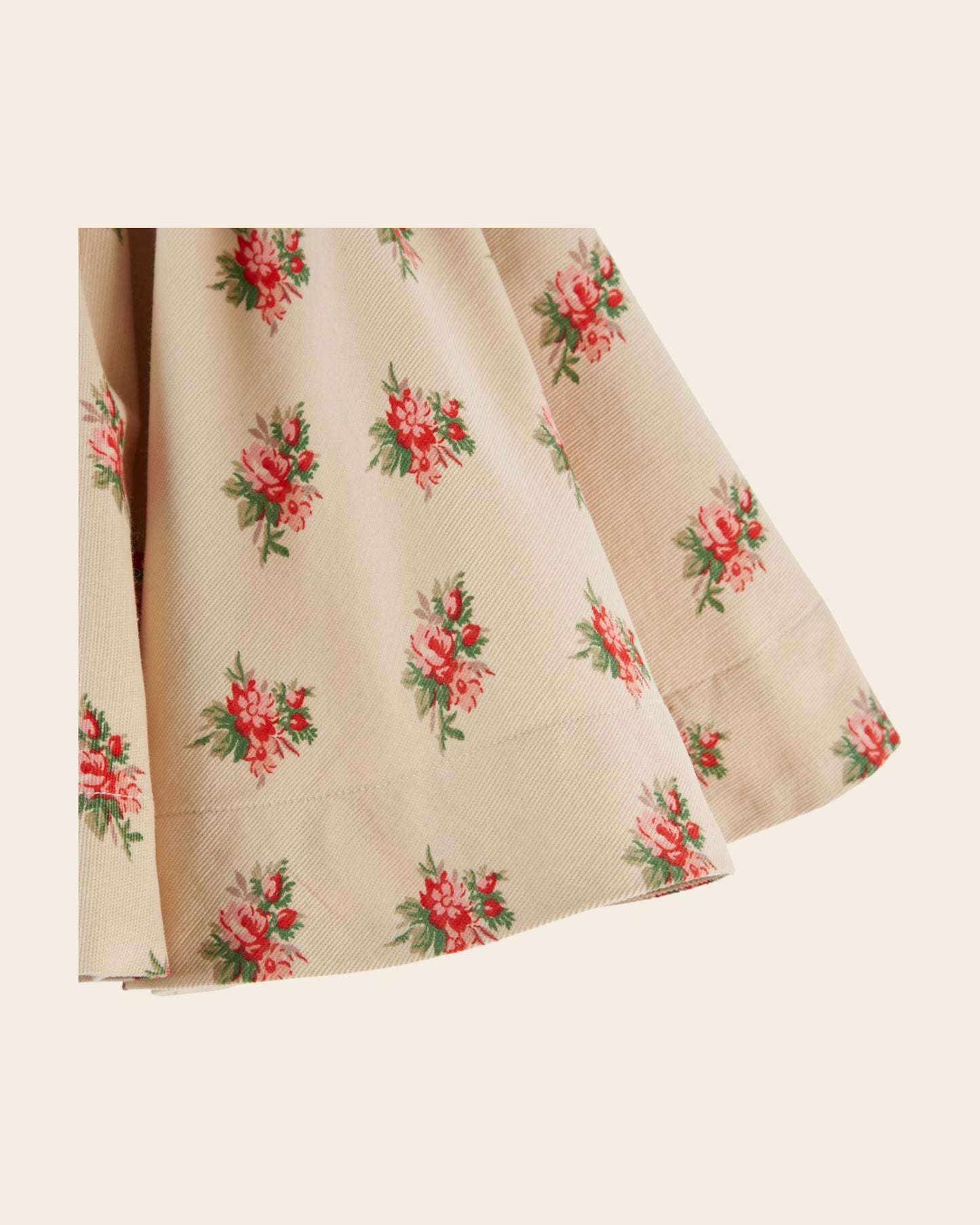 Jupe - Velours fleuri beige